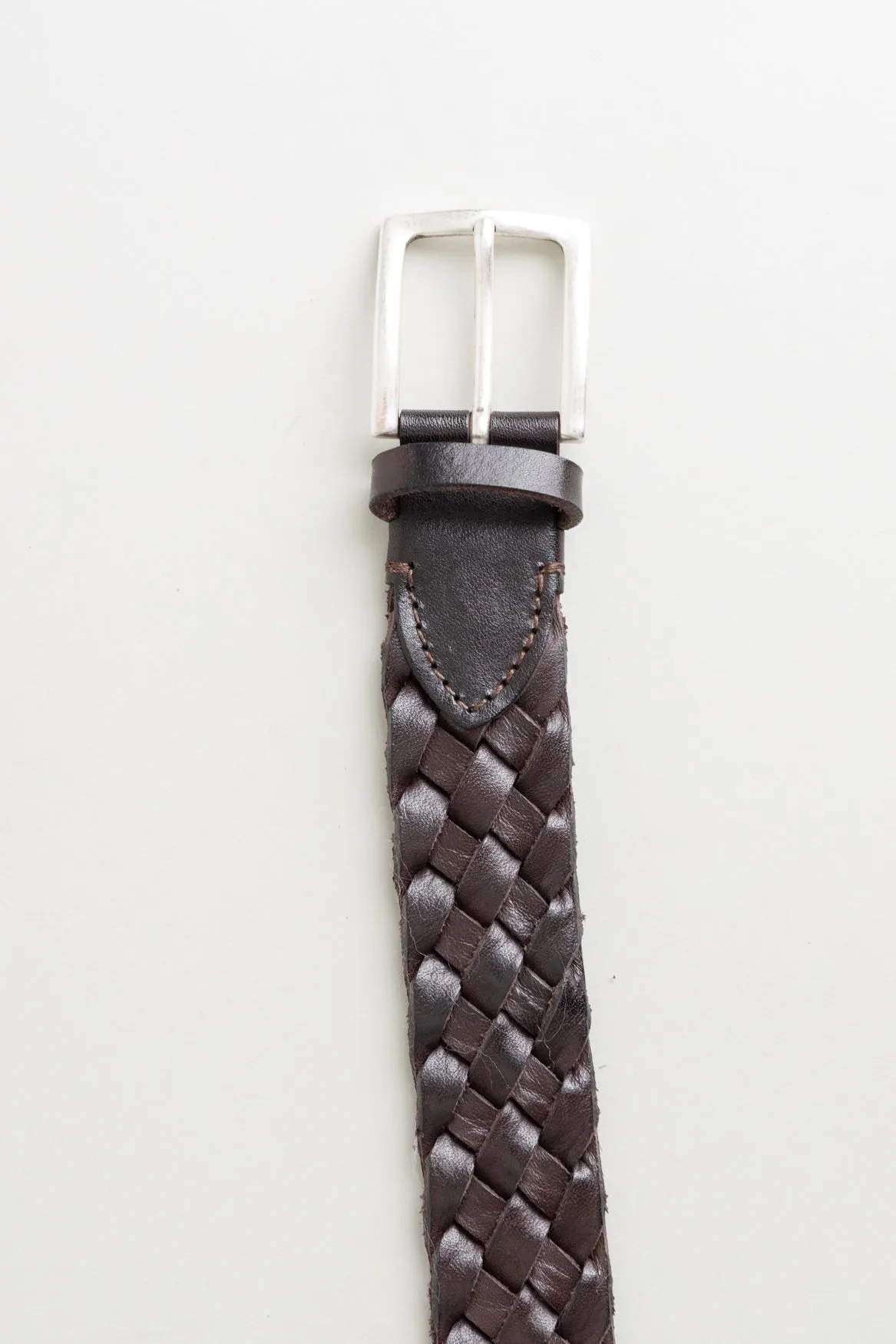 Brown Braided Leather Belt