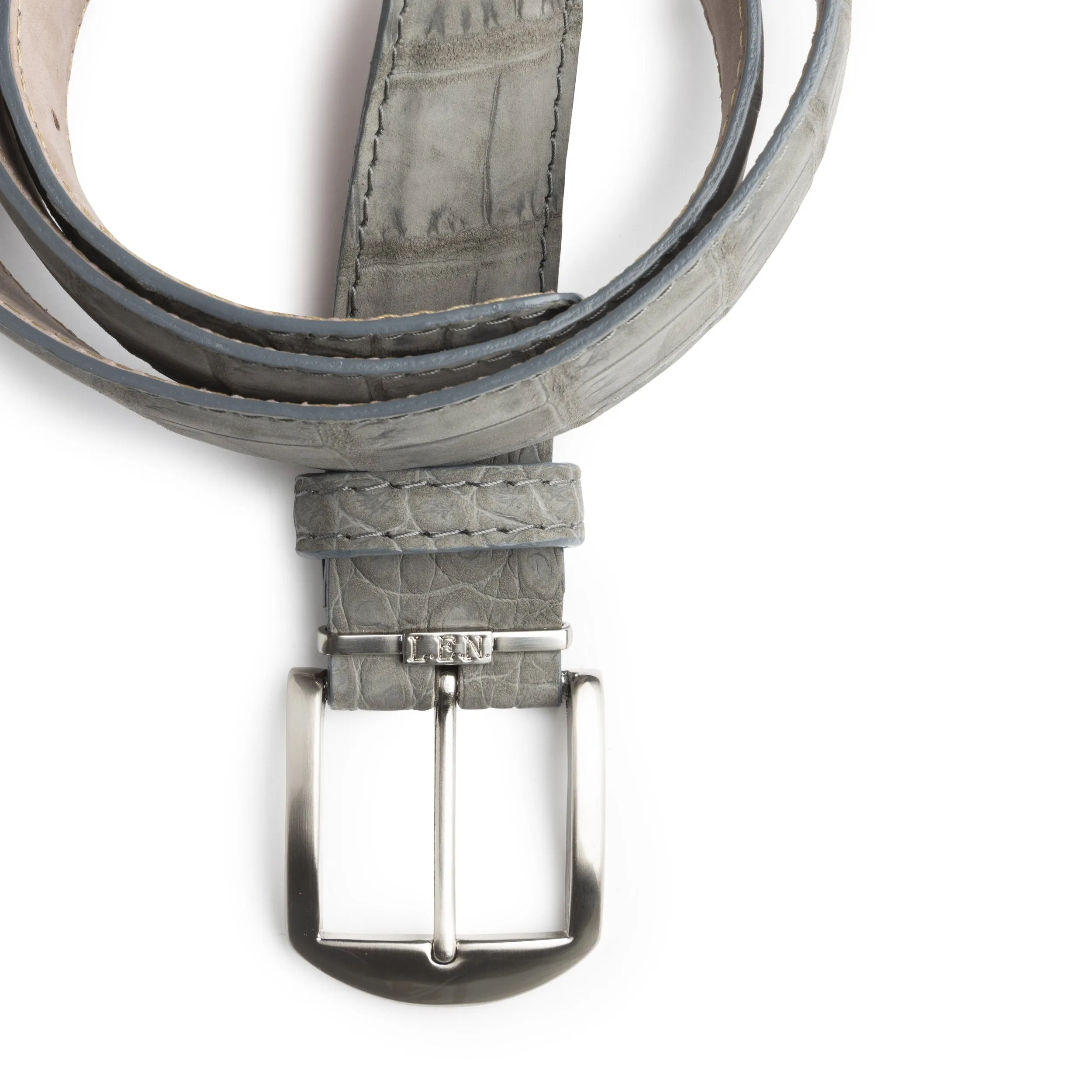 Buffed Alligator Belt | Gravel