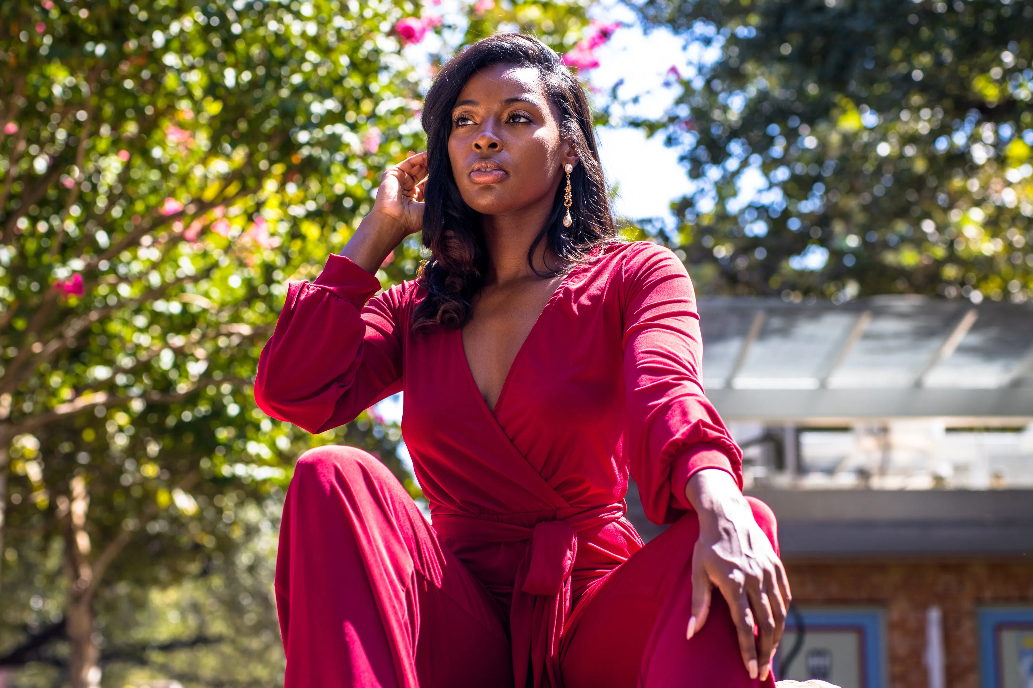 Burgundy Long Sleeve Jumpsuit | Bella Chic