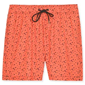 Burnt Orange Abstract Palms Swim Trunk