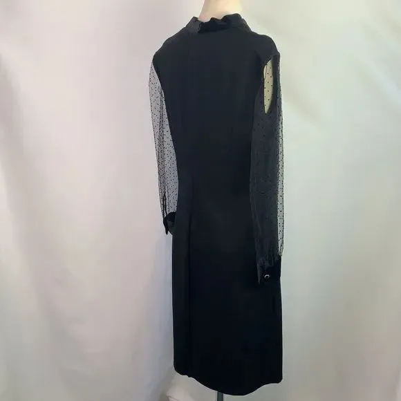 BURRYCO NWT Black Tie Neck Lace Sleeves Dress