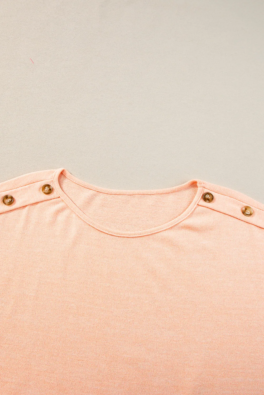 Button Detail Batwing Sleeve Casual Tee