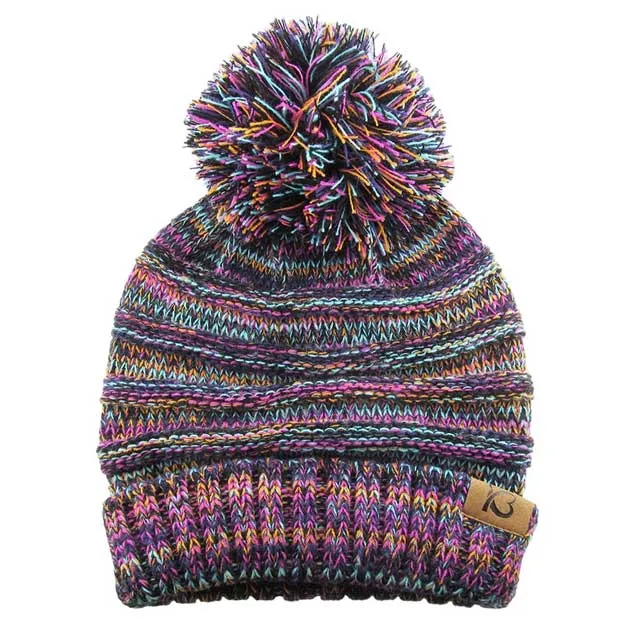 Cable Knit Ribbed Chunky Pom Pom Beanie Hat