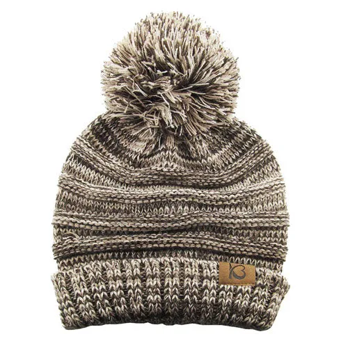 Cable Knit Ribbed Chunky Pom Pom Beanie Hat