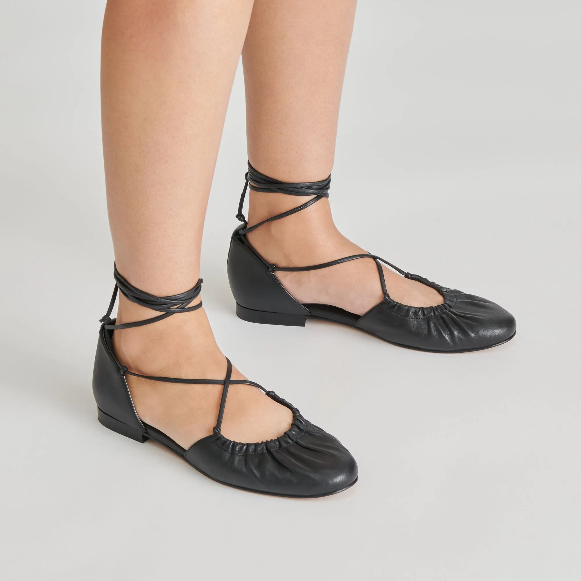 CANCUN BALLET FLATS BLACK LEATHER