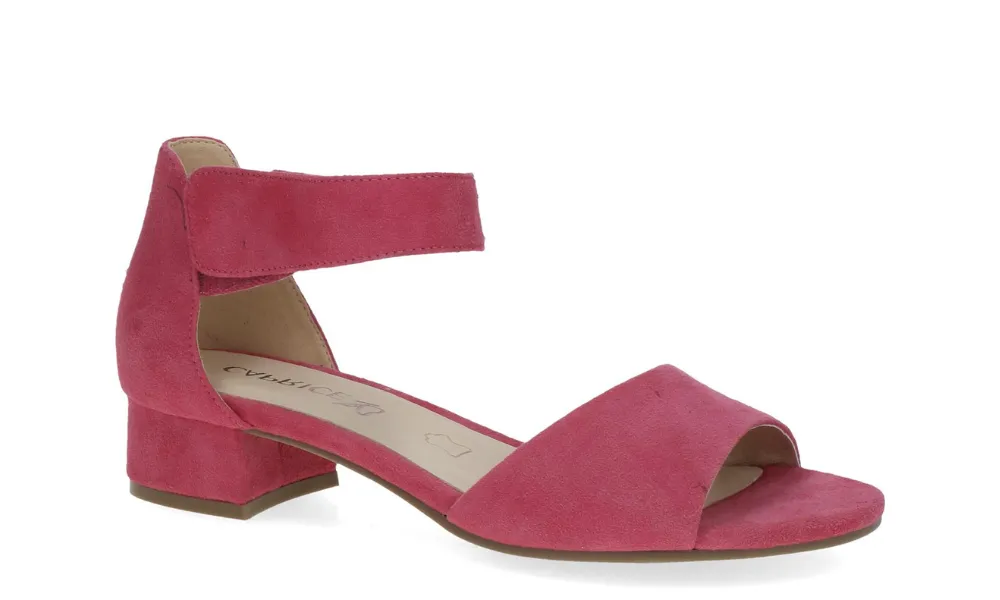 Caprice - Carla Suede Low Block Heel Fucshia