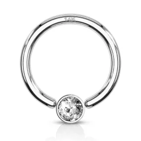 Captive Bezel Diamanté Body Jewellery in 14K White Gold