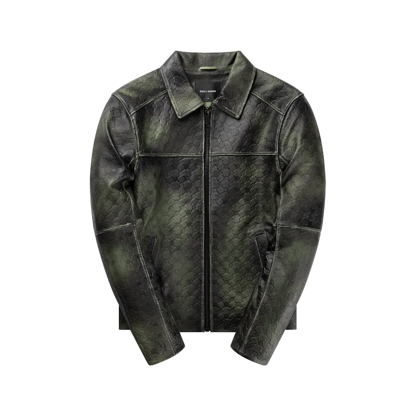 Cardamon Green Silence Monogram Leather Jacket