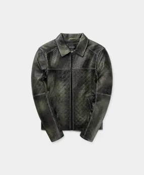 Cardamon Green Silence Monogram Leather Jacket