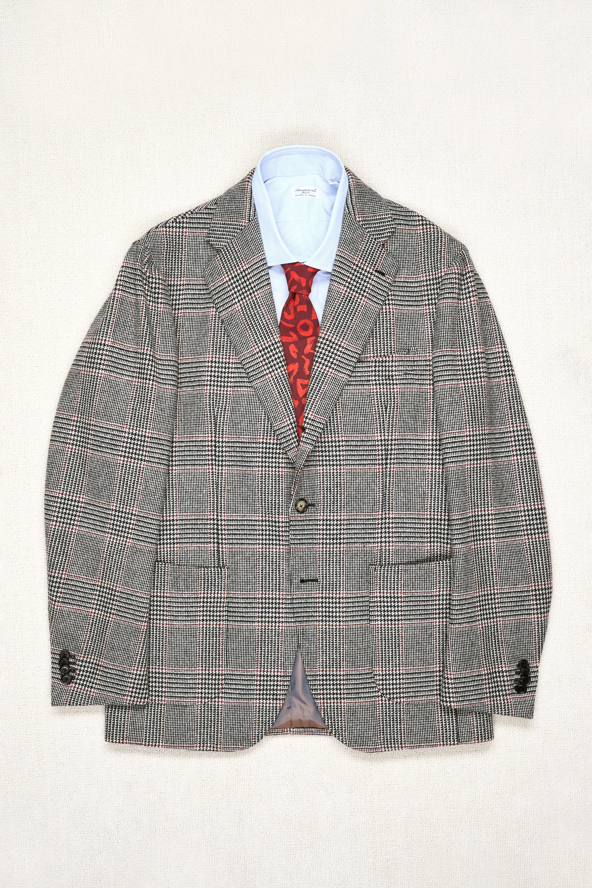 Casa Del Sarto Black/White/Red Prince of Wales Check Wool Sport Coat