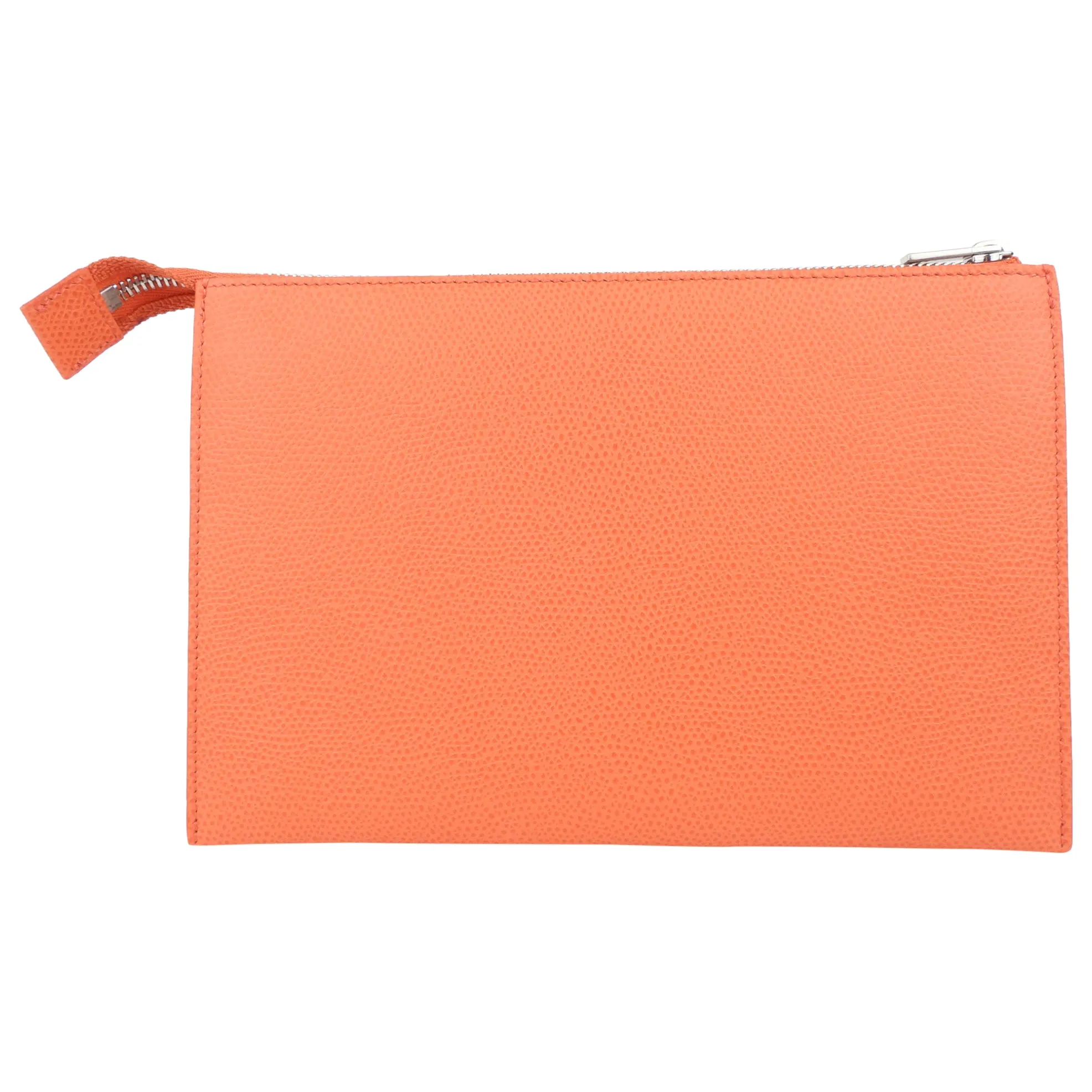 Celine Orange Pebble Grained Leather Trio Cosmetic Pouch