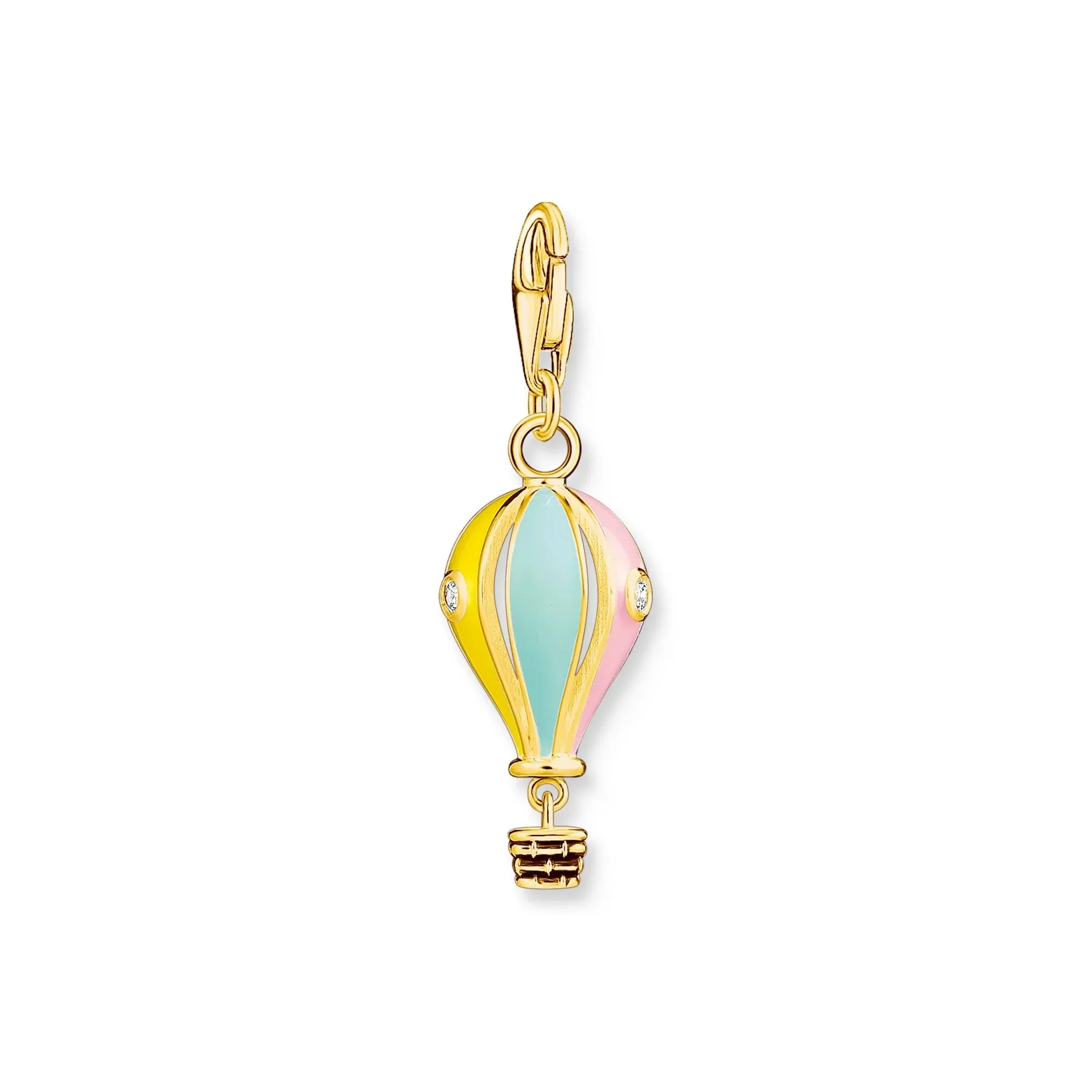 Charm Pendant Coloured Hot Air Balloon Gold