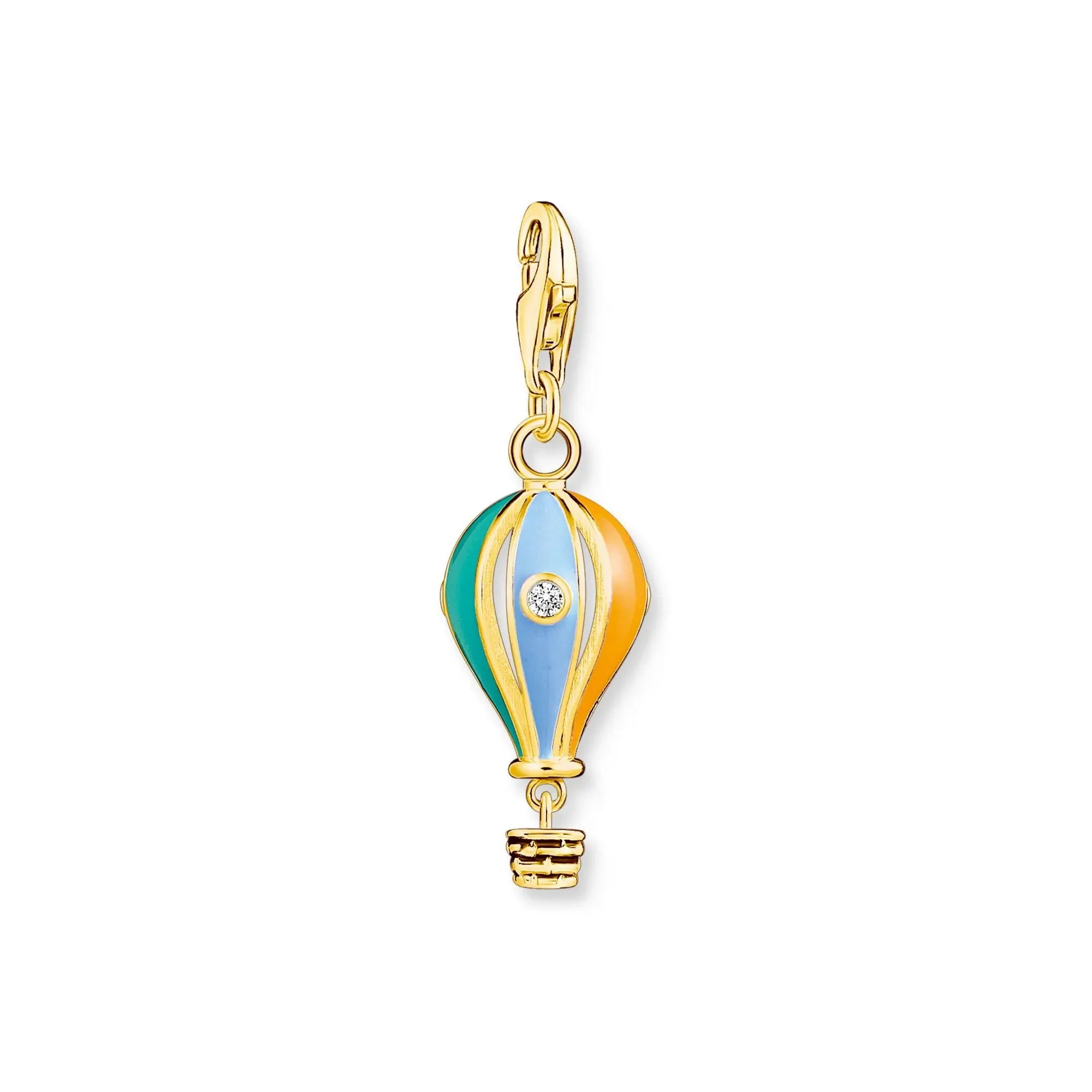 Charm Pendant Coloured Hot Air Balloon Gold