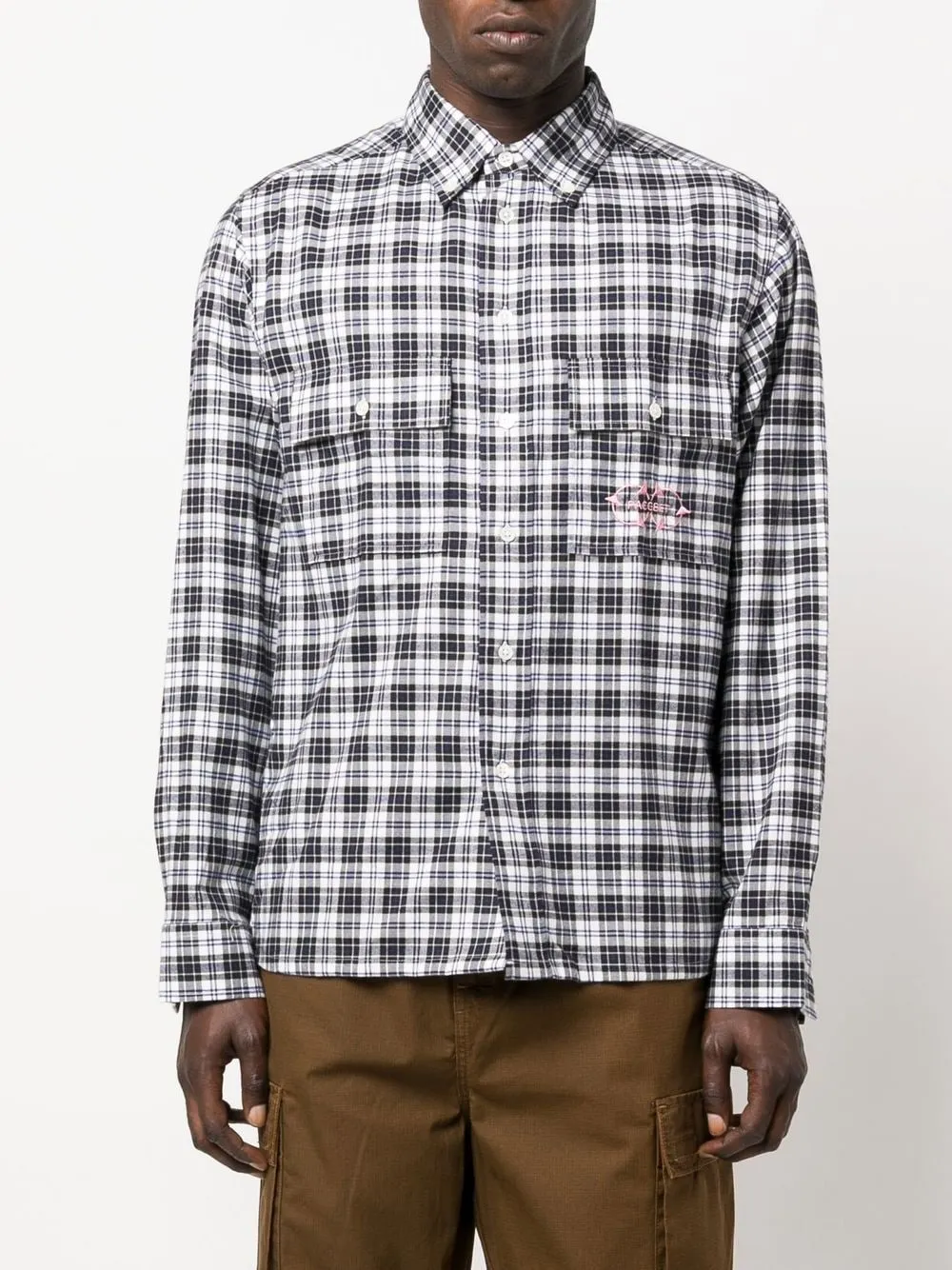 Checked Graphic-Print Shirt