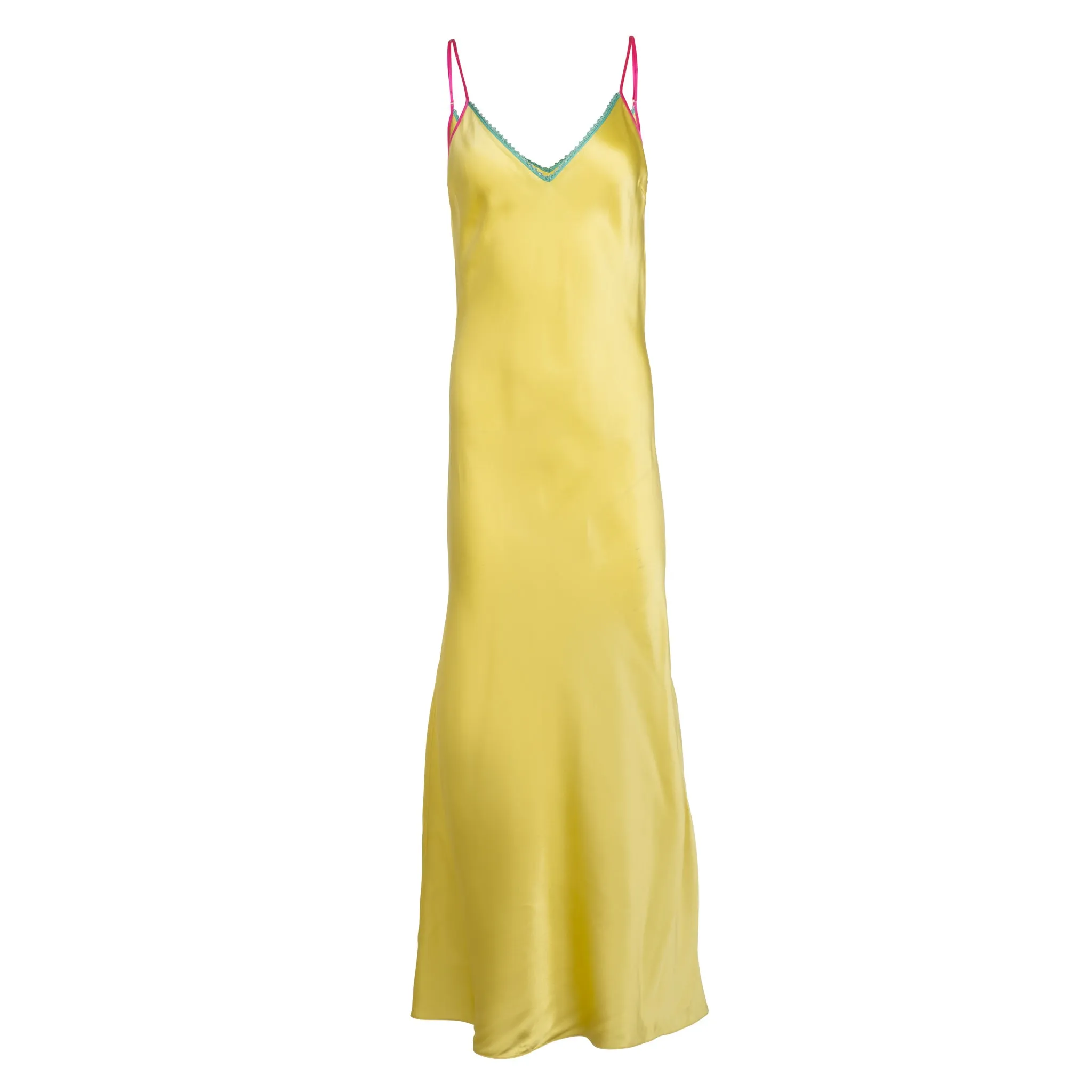 Citron Lace-Trim Maxi Slip Dress