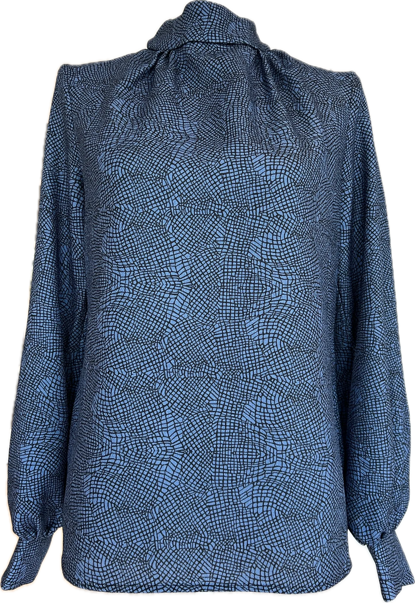 CK Bradley High Neck Blue Print Top, XS