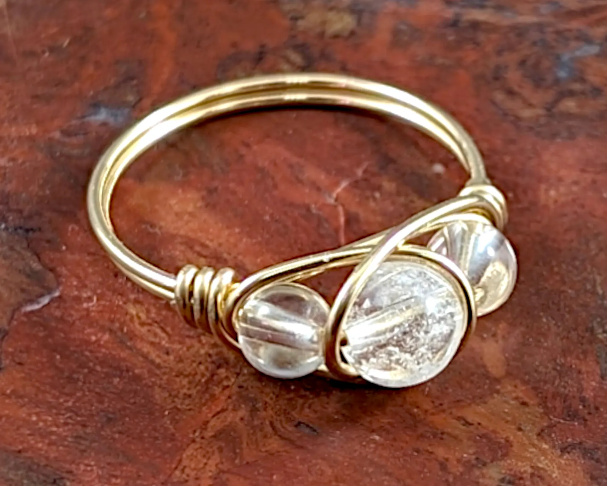 Clear Quartz Wire Wrapped Ring 1pc (Custom Sizes)