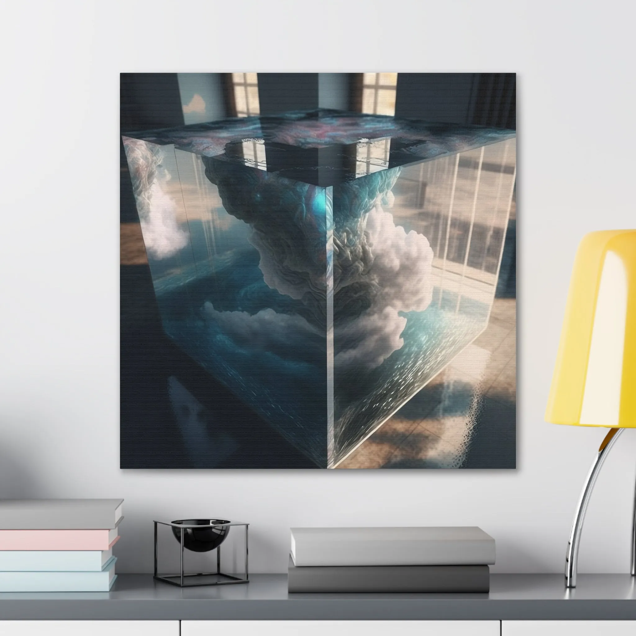 Cloud Cube Encased Galaxy Wall Art Canvas Spiritual Decor