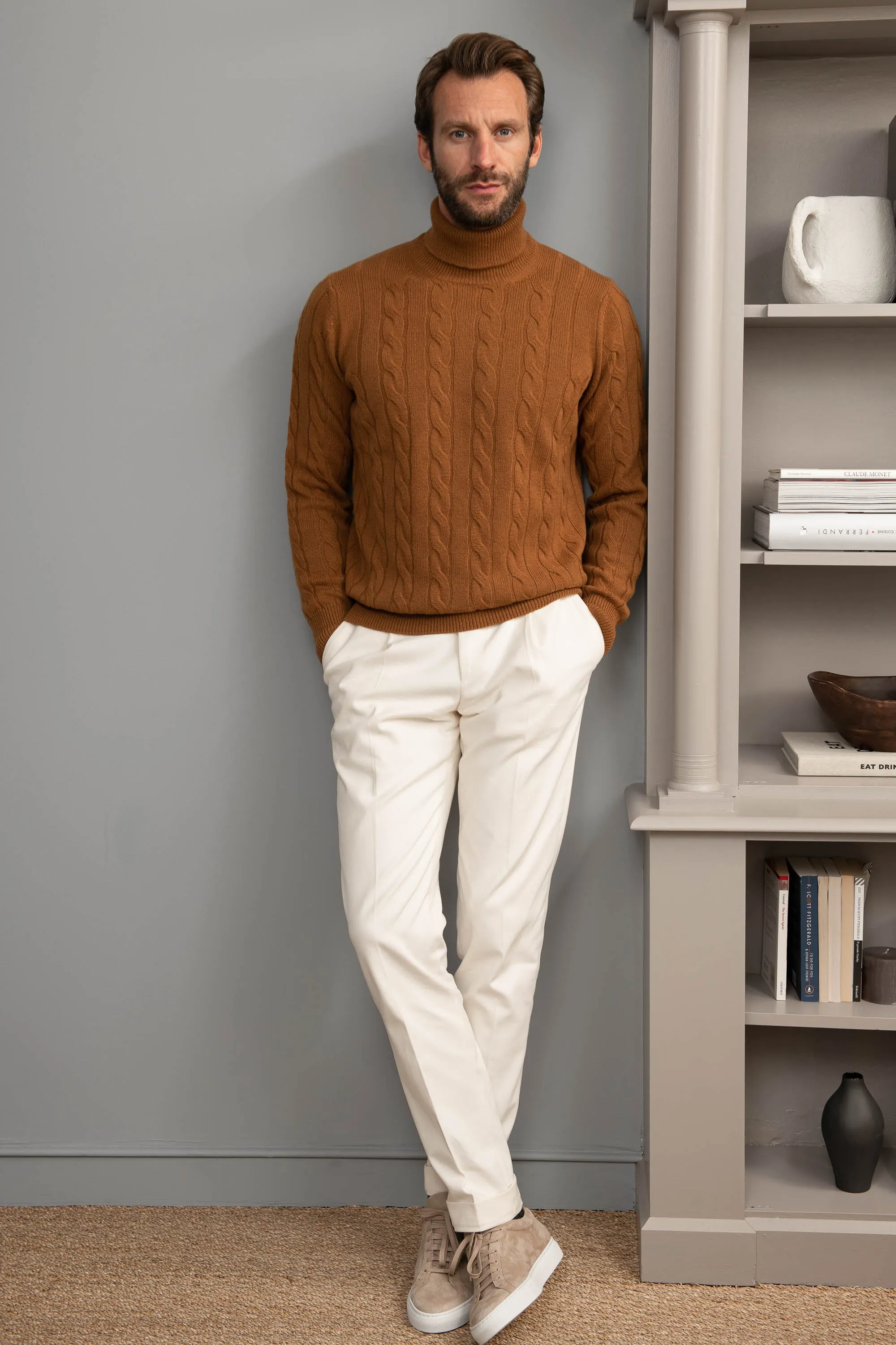 Cognac turtleneck – Made in italy