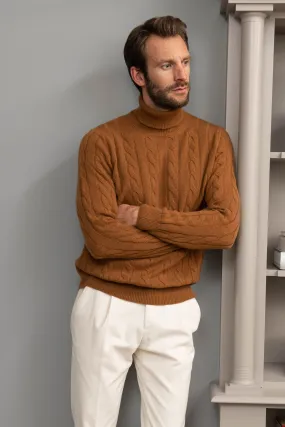 Cognac turtleneck – Made in italy