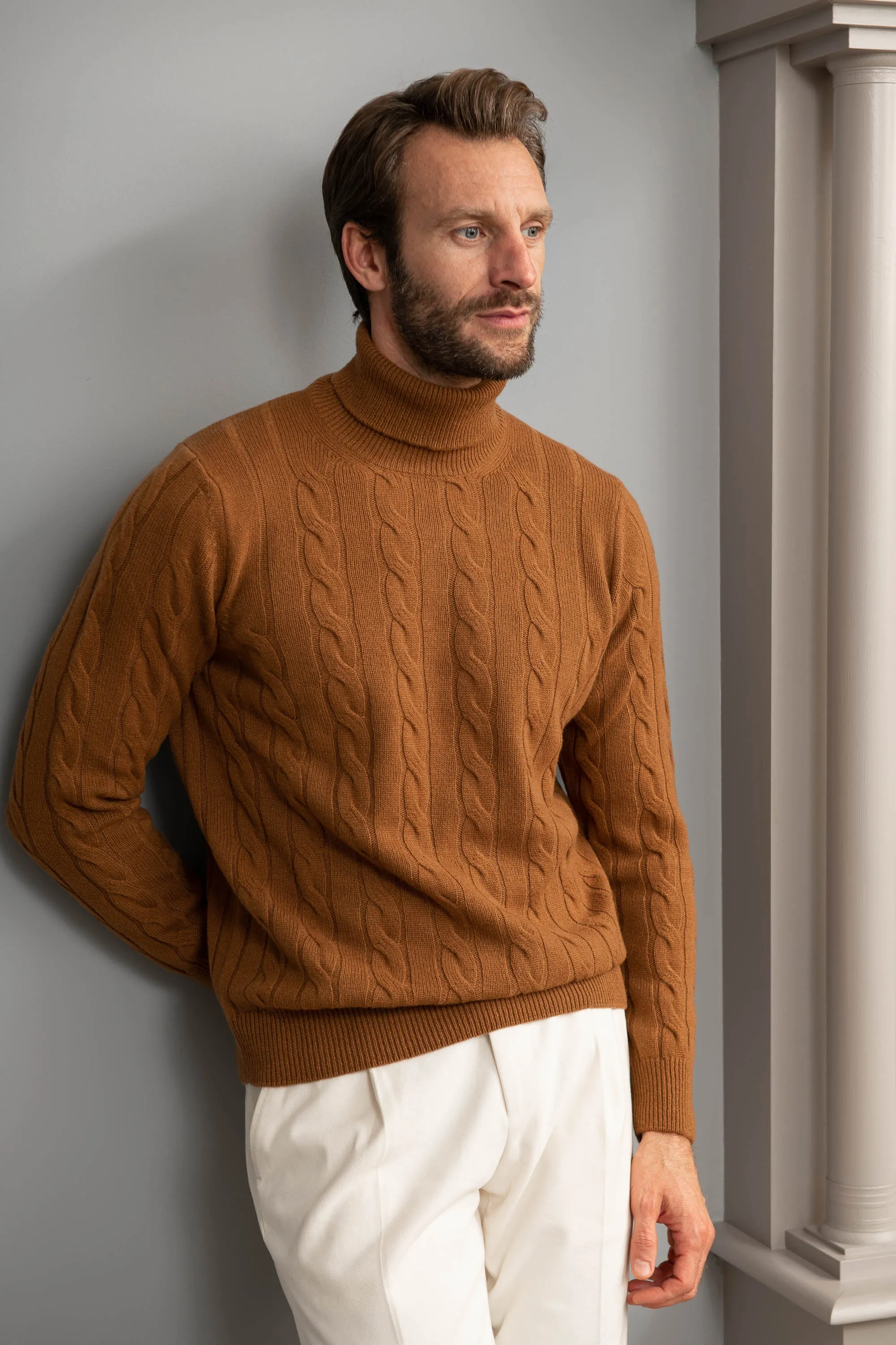 Cognac turtleneck – Made in italy