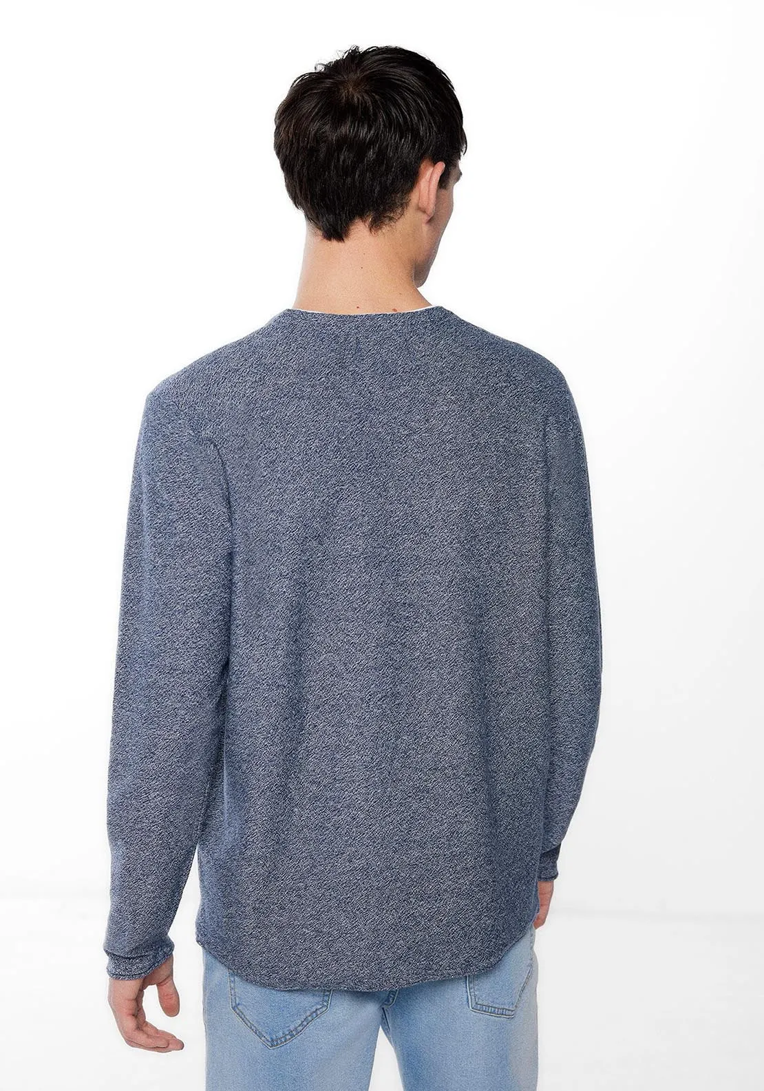 Contrast collar textured jumper - Blue