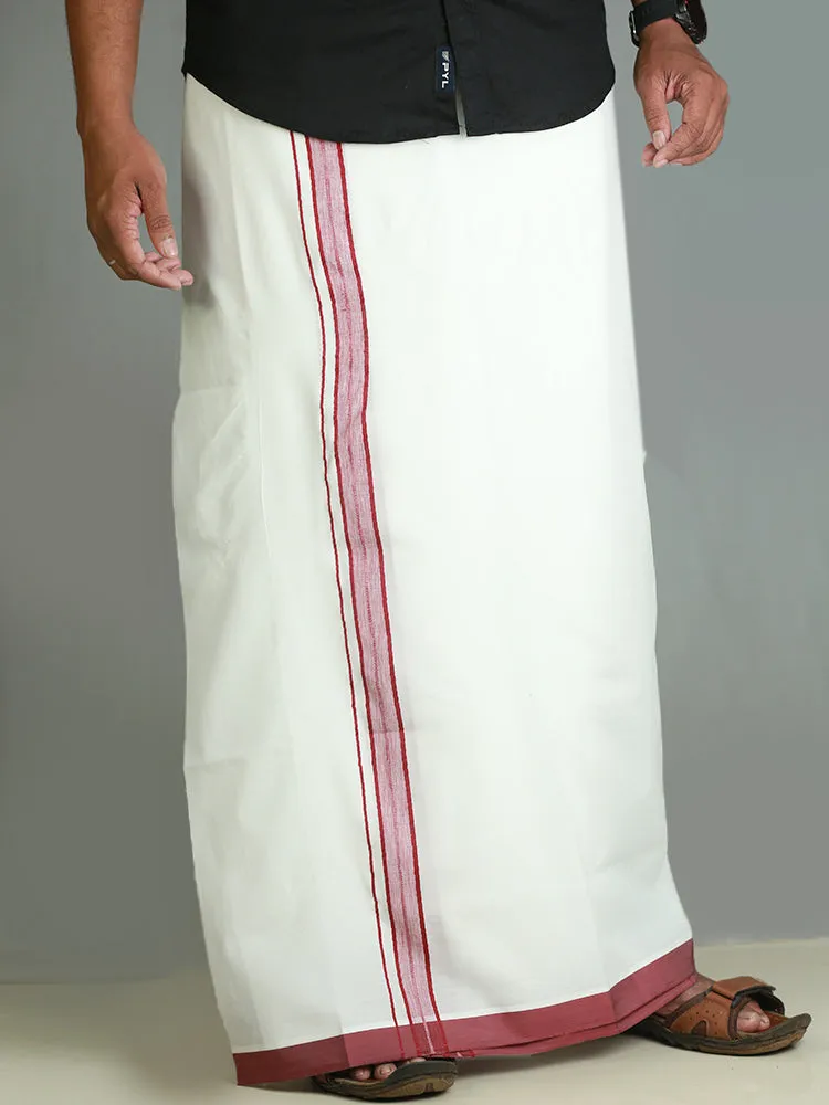 Cool Cot Cotton Double White Dhoti For Men - 299/-