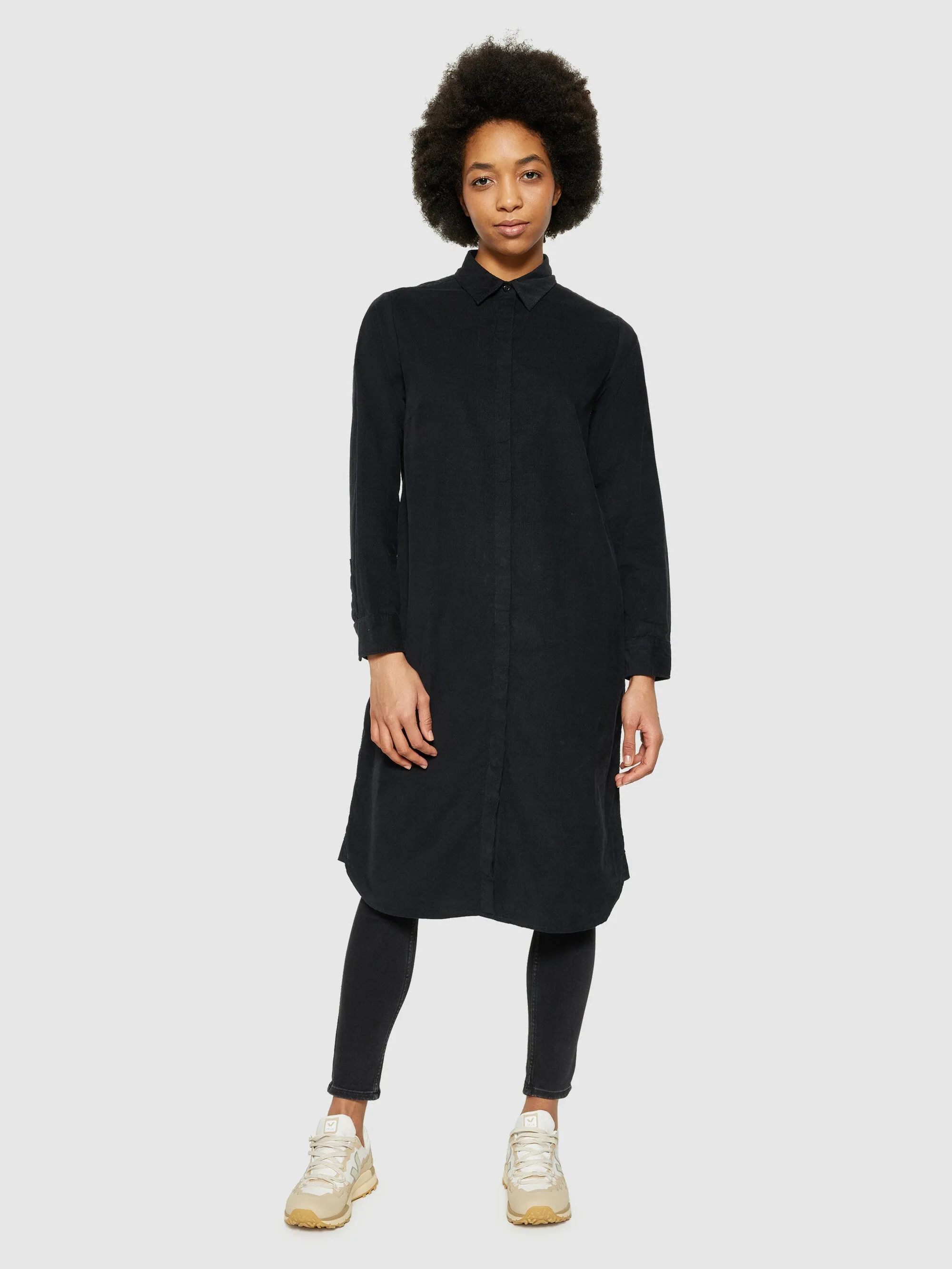 Corduroy shirt dress - Black Jet