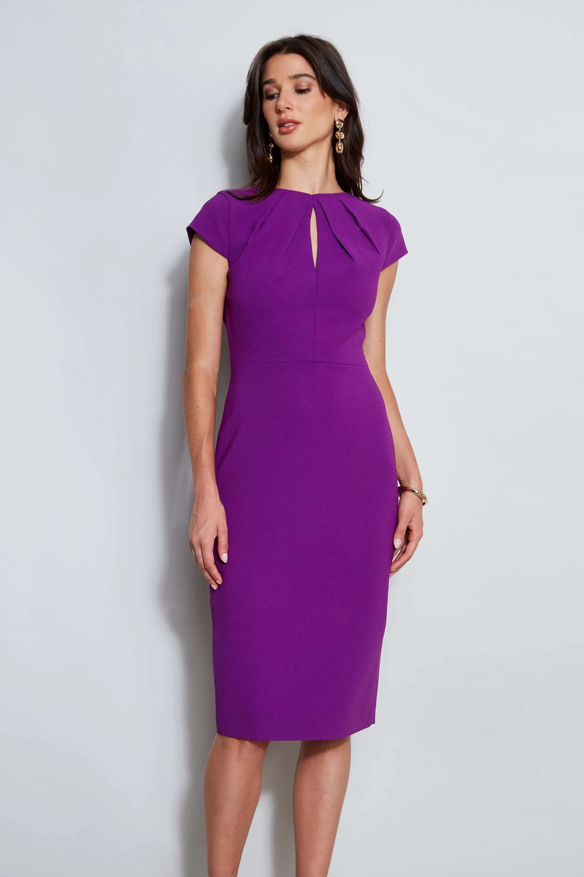 Crepe Keyhole Dart Dress