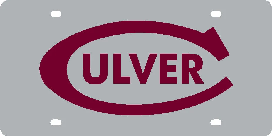 Culver "C" License Plate - Silver & Maroon Mirror