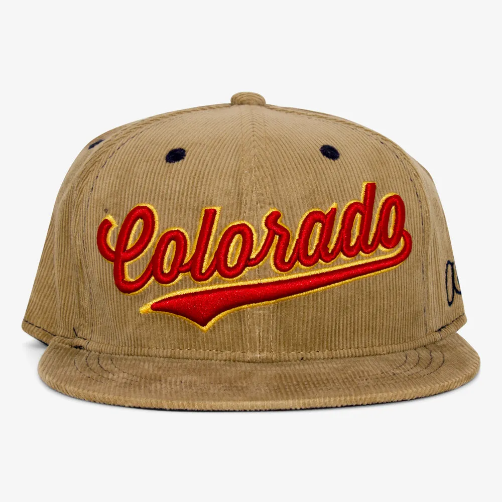 Cursive Colorado Corduroy Snapback Hat