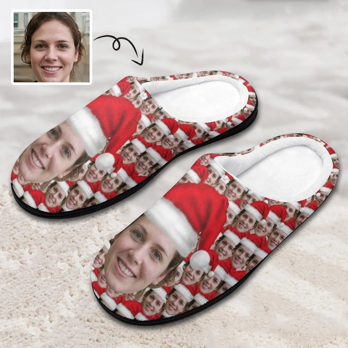 Custom Face Seamless All Over Print Cotton Slippers For Men Women