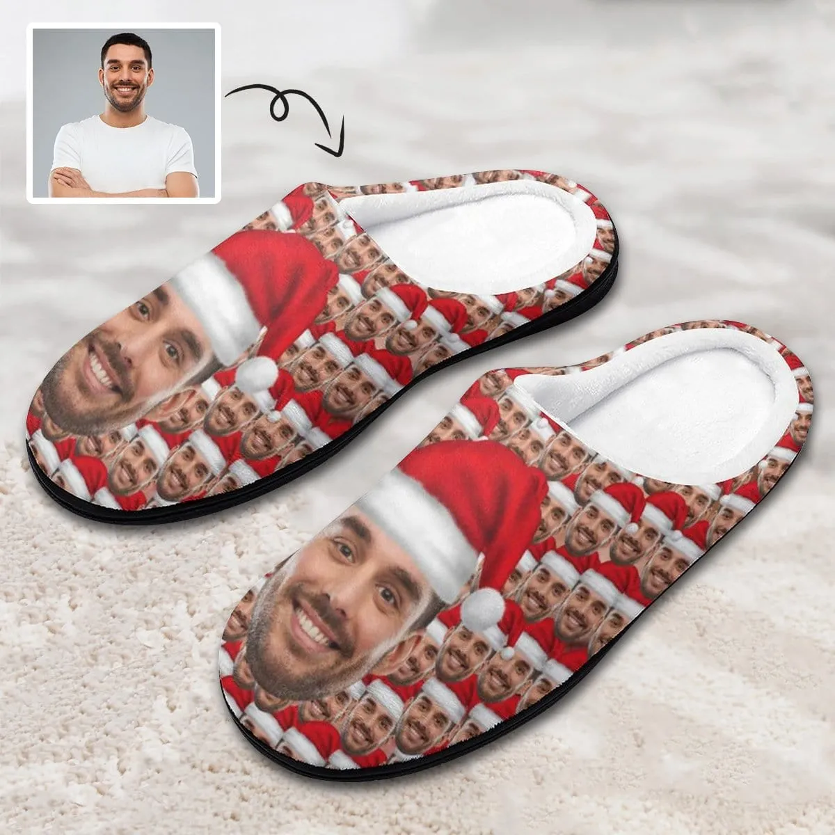 Custom Face Seamless All Over Print Cotton Slippers For Men Women