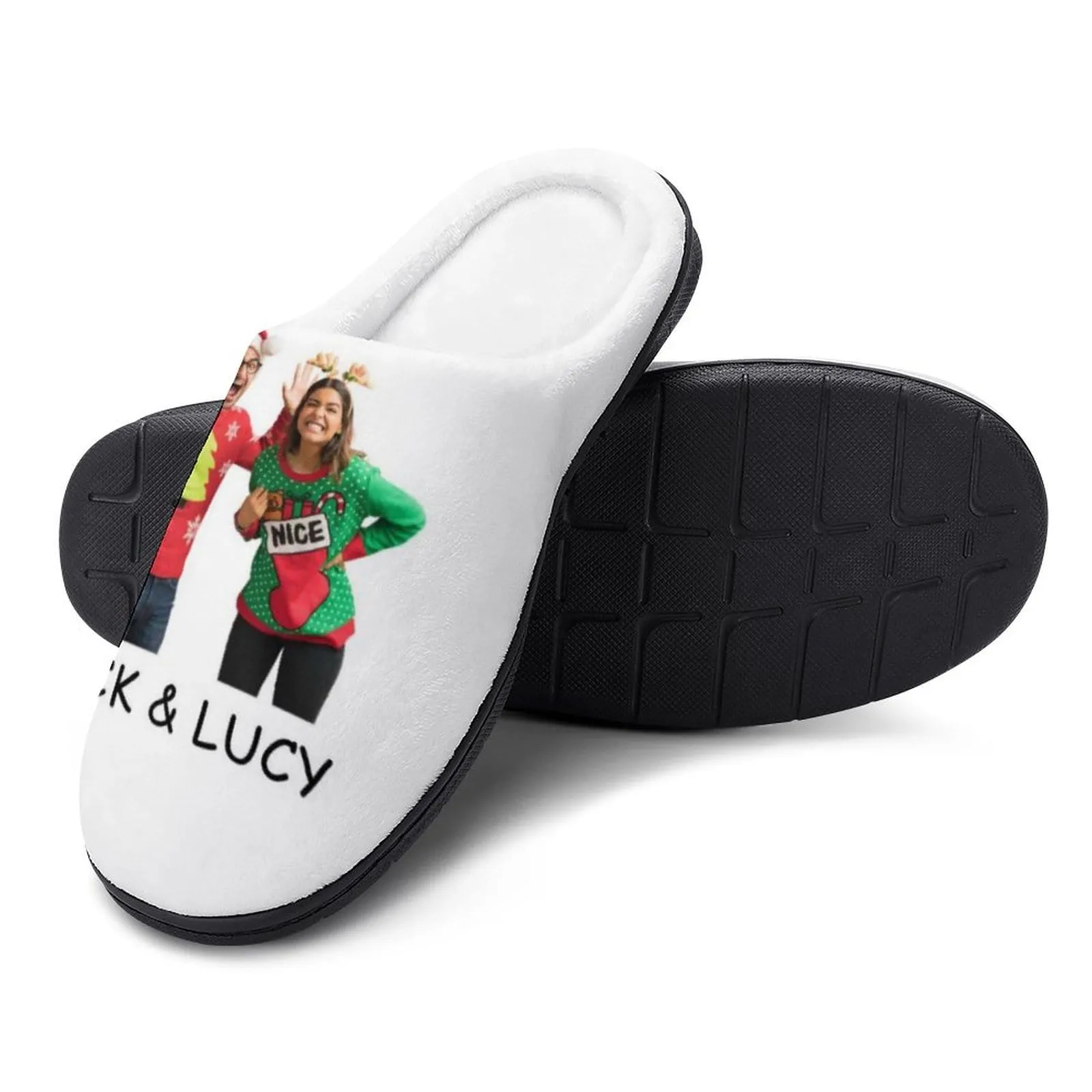 Custom Photo&Name Couples All Over Print Cotton Slippers For Men Women