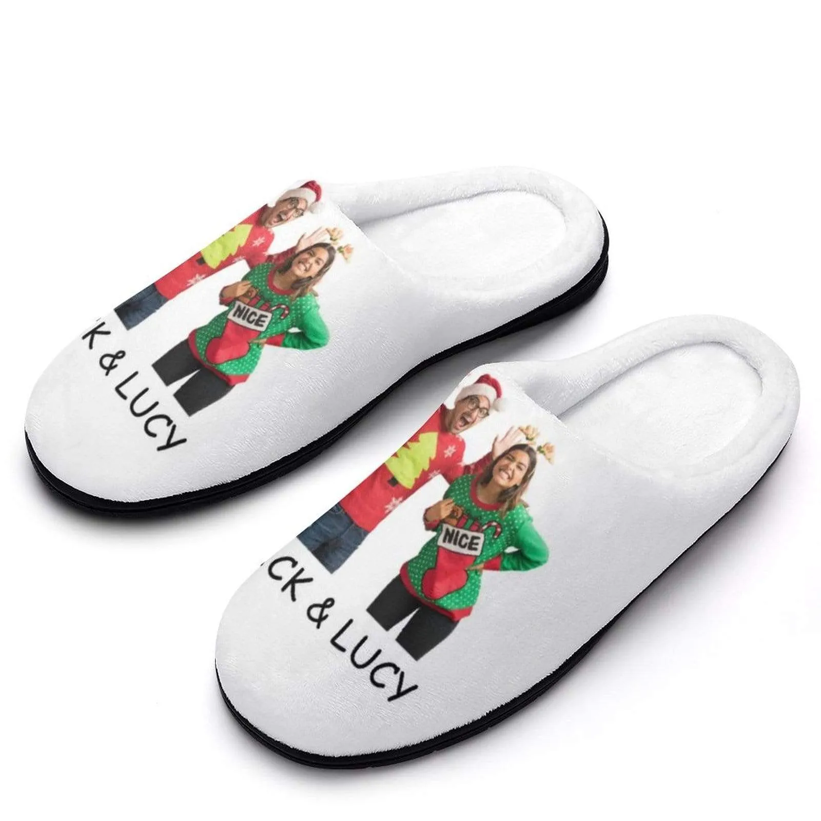 Custom Photo&Name Couples All Over Print Cotton Slippers For Men Women