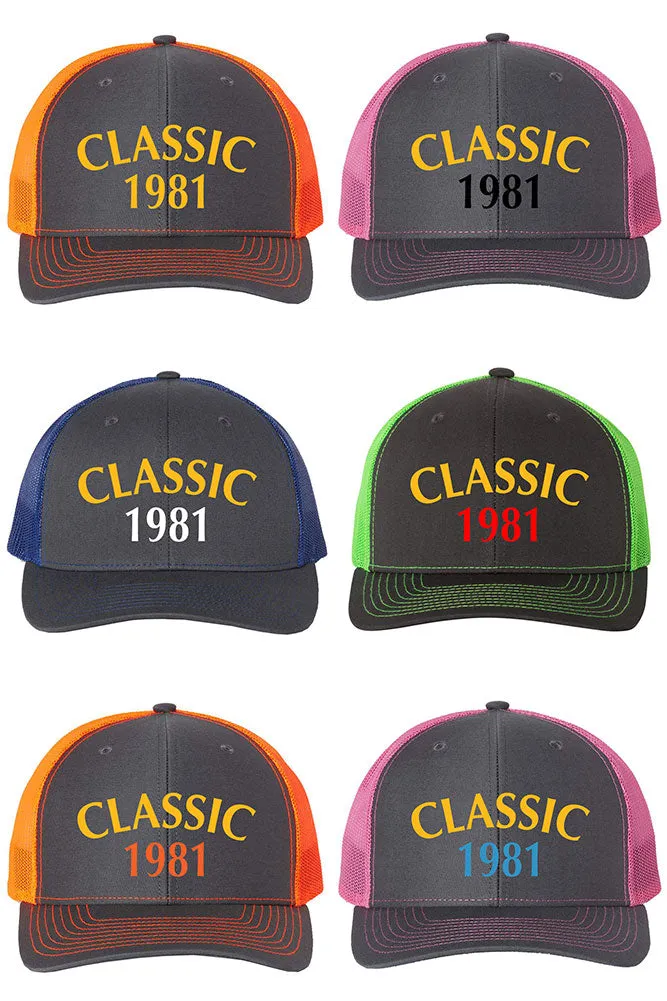 Customize Birth Year Birthday CLASSIC Snapback Trucker Cap - For Men and Women - Color Combination