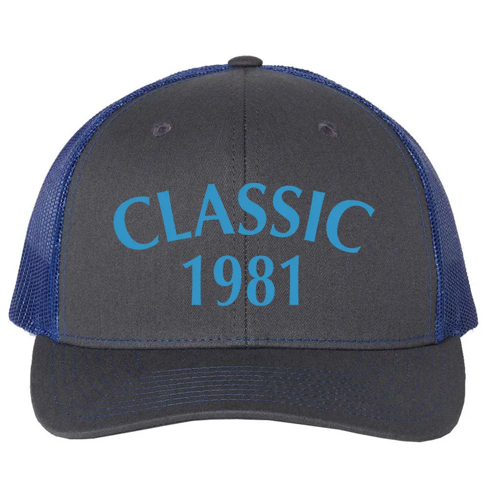 Customize Birth Year Birthday CLASSIC Snapback Trucker Cap - For Men and Women - Color Combination