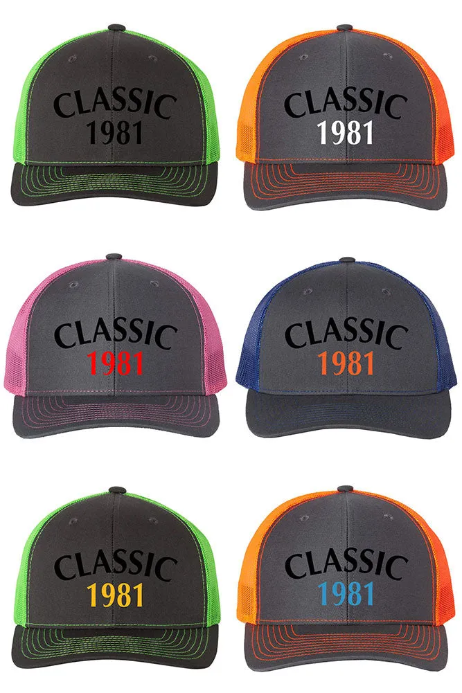 Customize Birth Year Birthday CLASSIC Snapback Trucker Cap - For Men and Women - Color Combination