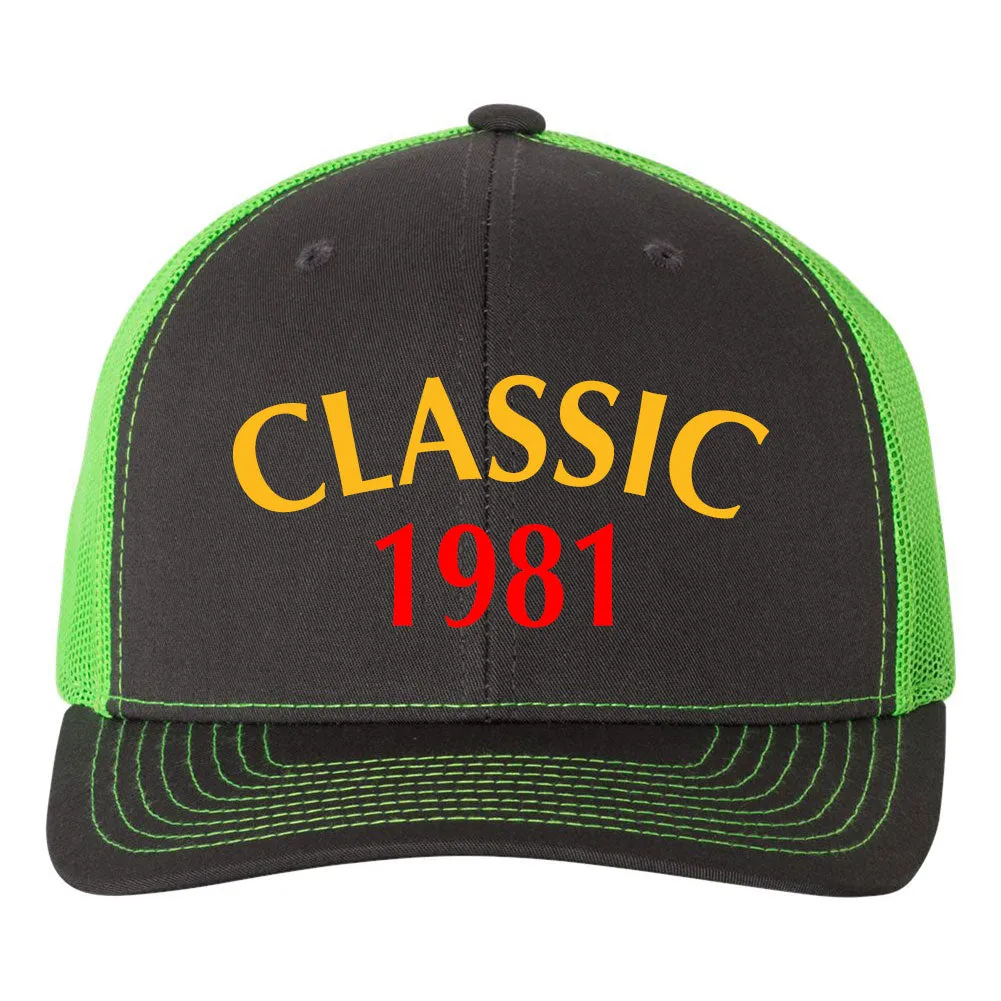 Customize Birth Year Birthday CLASSIC Snapback Trucker Cap - For Men and Women - Color Combination