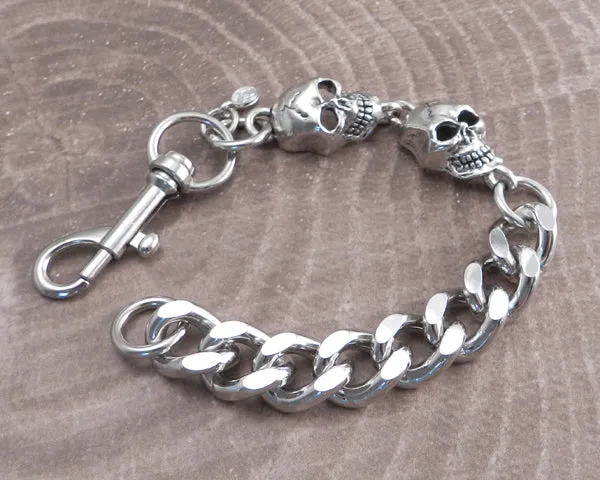 Cut Leash Bracelet with Stacked Skulls