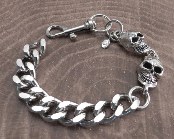 Cut Leash Bracelet with Stacked Skulls