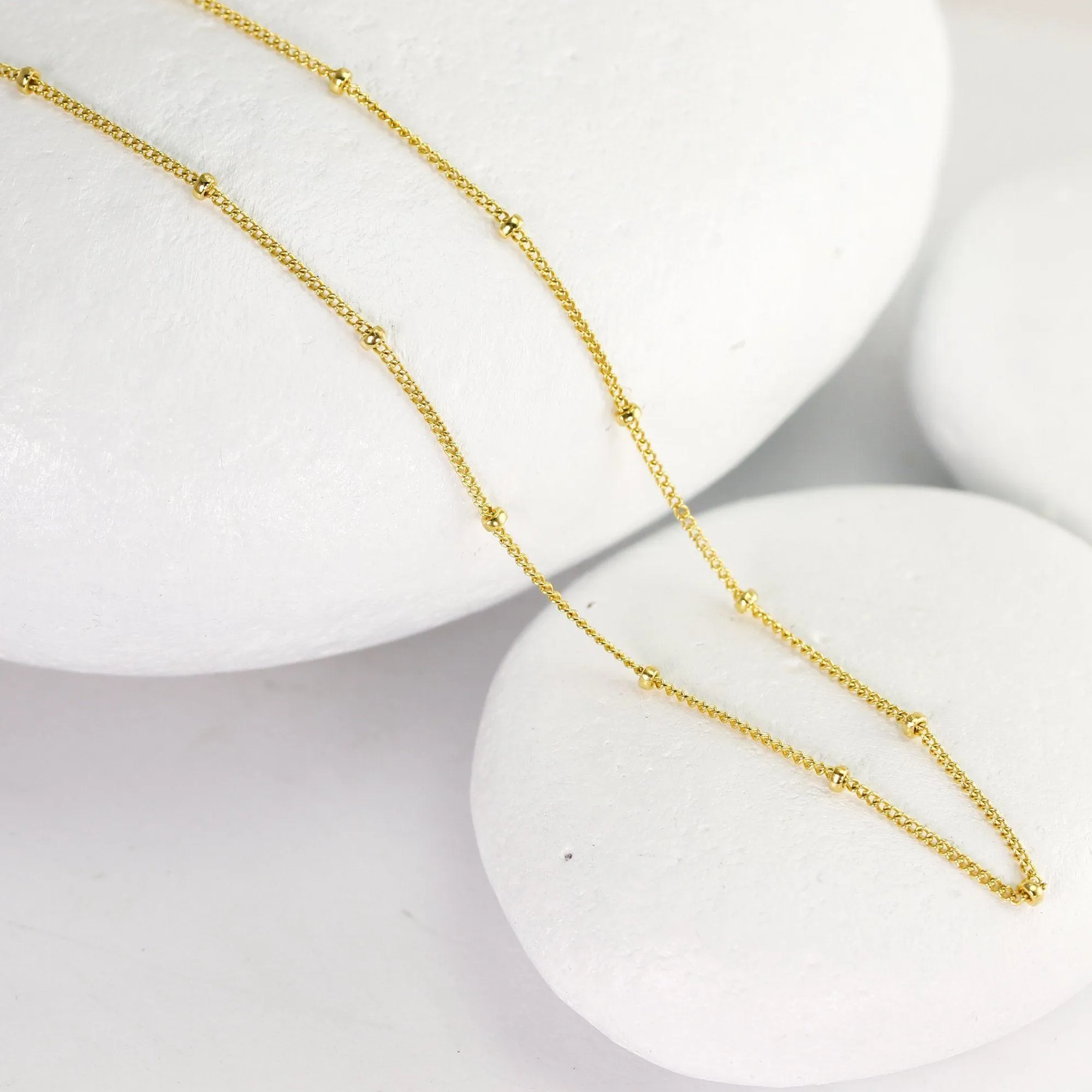 Dainty Beaded Satellite Necklace in Gold Fill