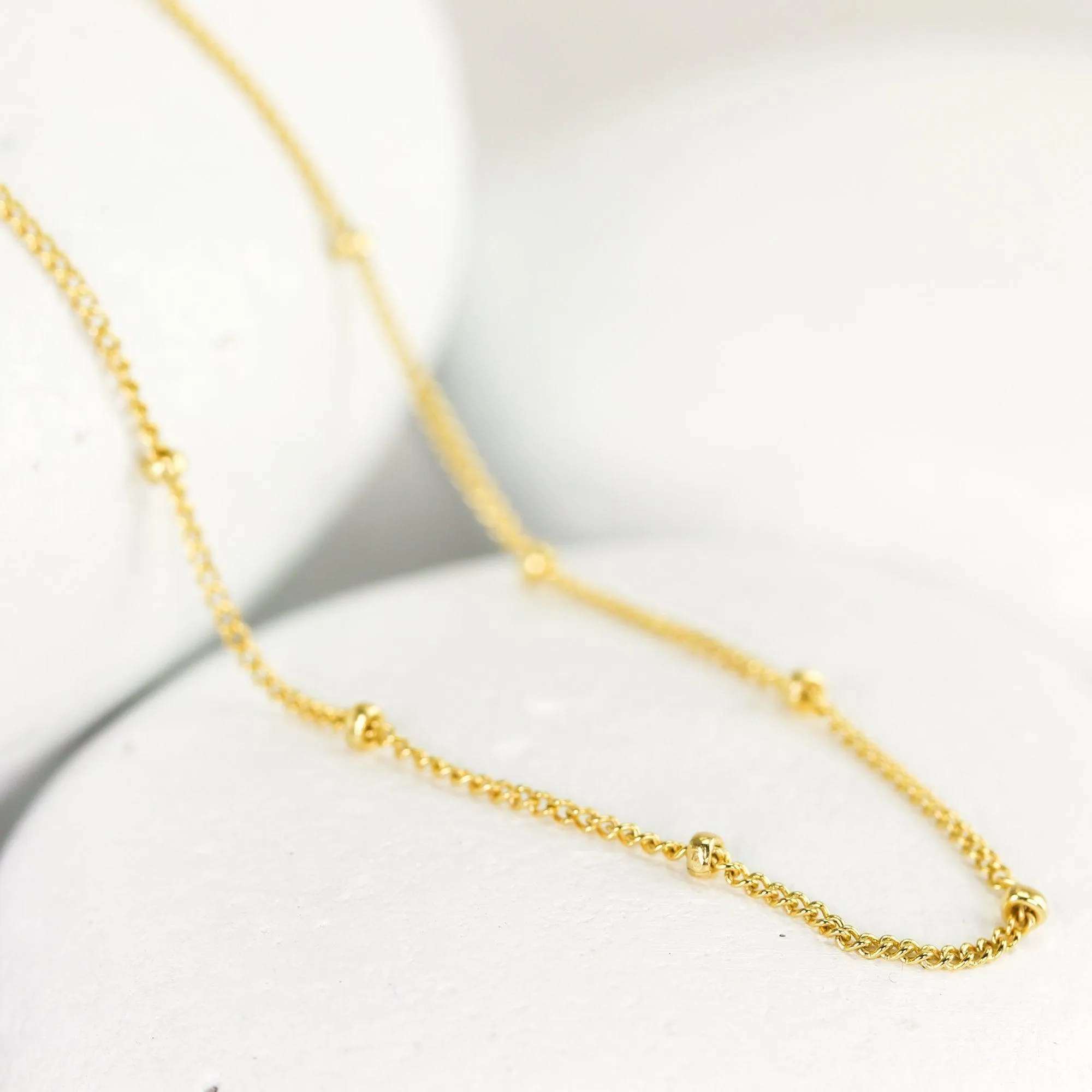 Dainty Beaded Satellite Necklace in Gold Fill