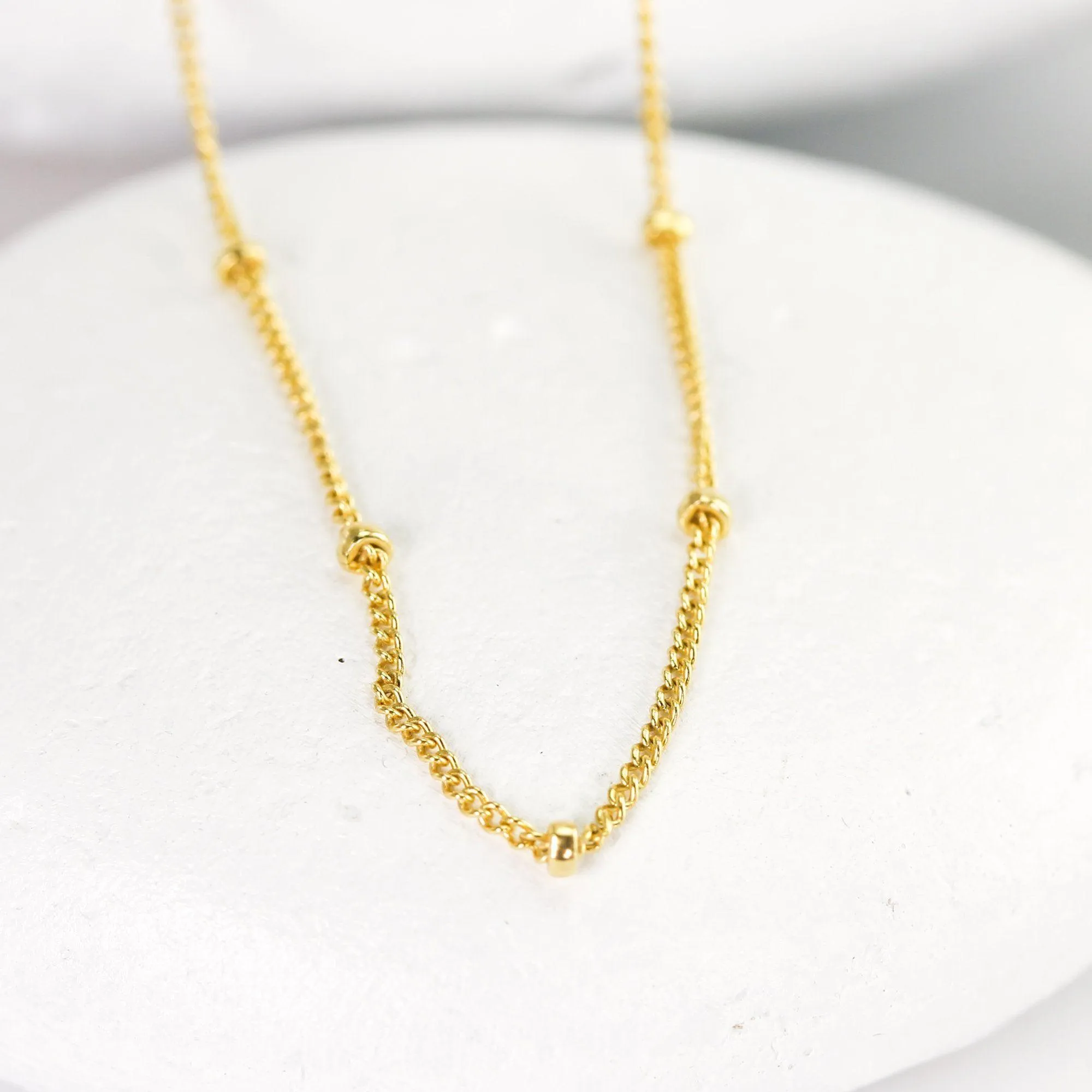 Dainty Beaded Satellite Necklace in Gold Fill