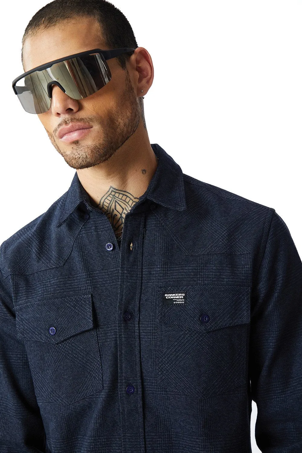 Dark Blue Solid Regular Fit Shirt