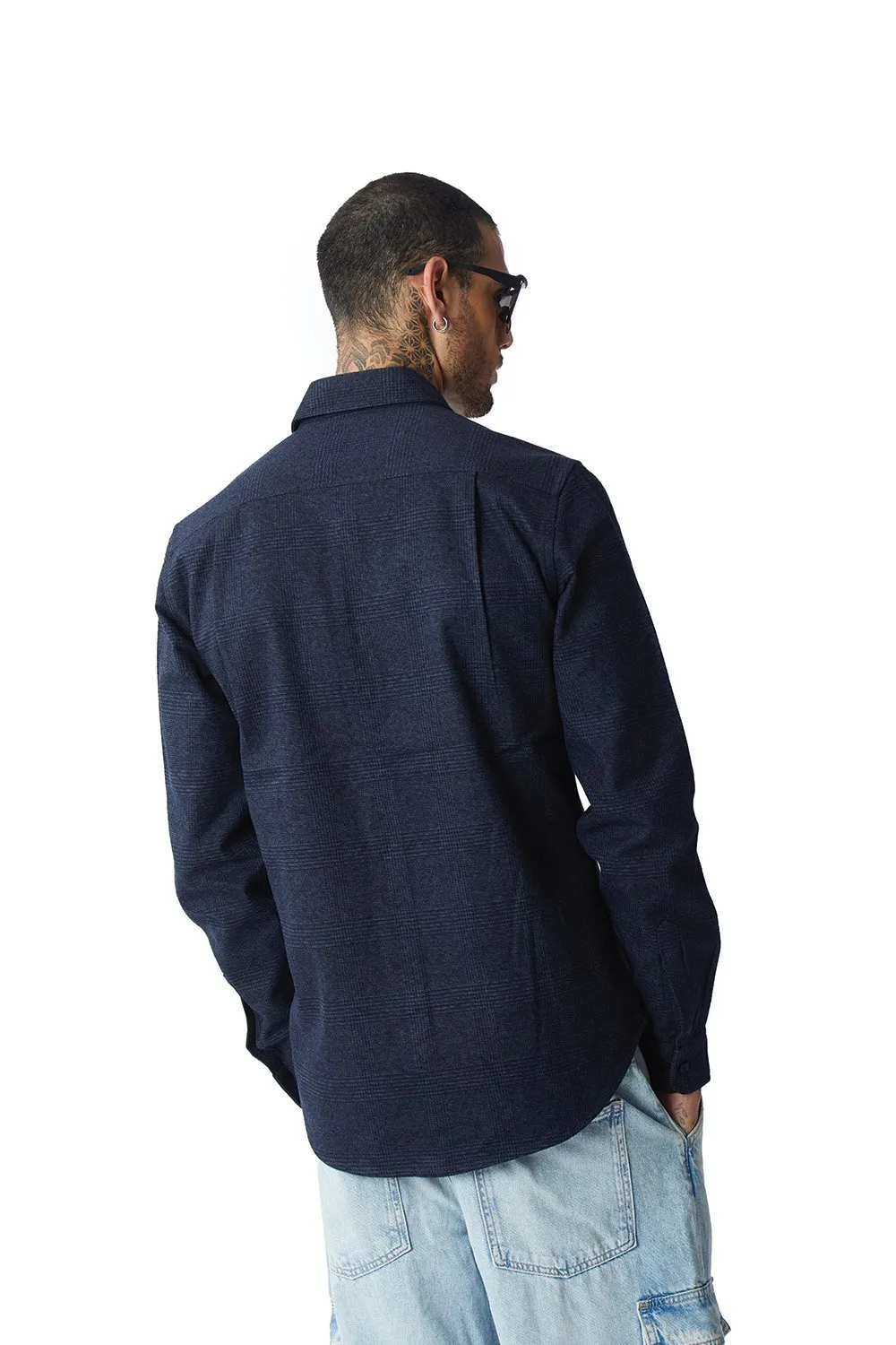 Dark Blue Solid Regular Fit Shirt