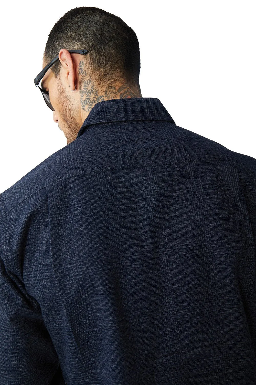 Dark Blue Solid Regular Fit Shirt