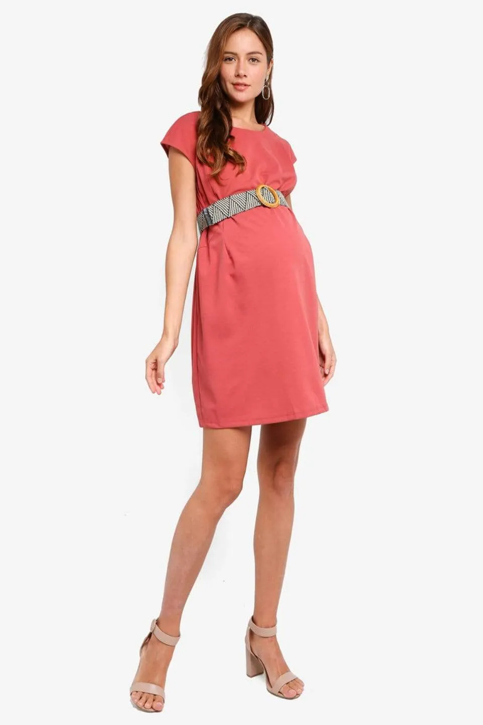 Dellen Short Sleeve Nursing Dress Terracotta