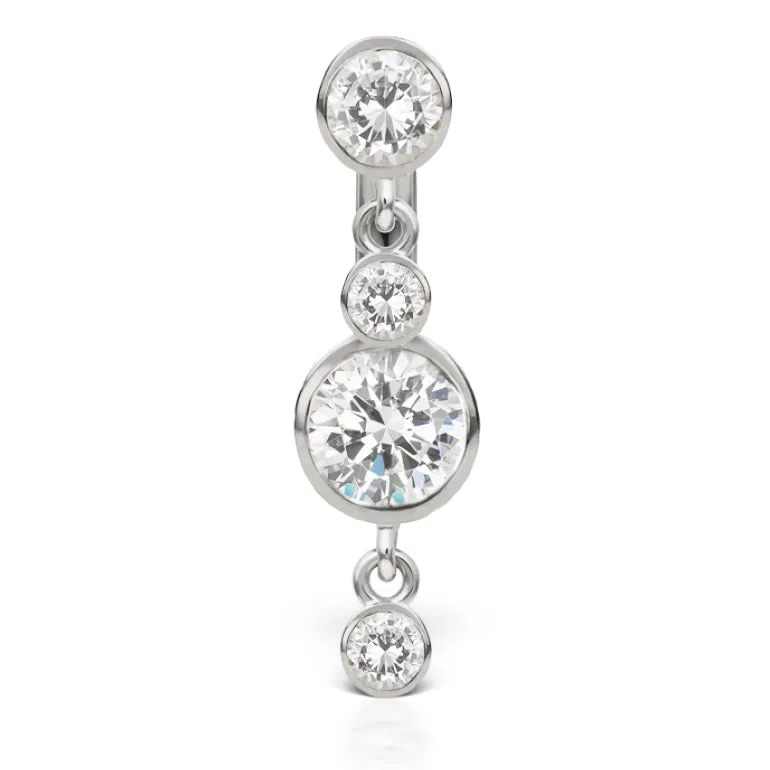 Designer Maria Tash 14K White Gold Belly Bar with Double Dangle