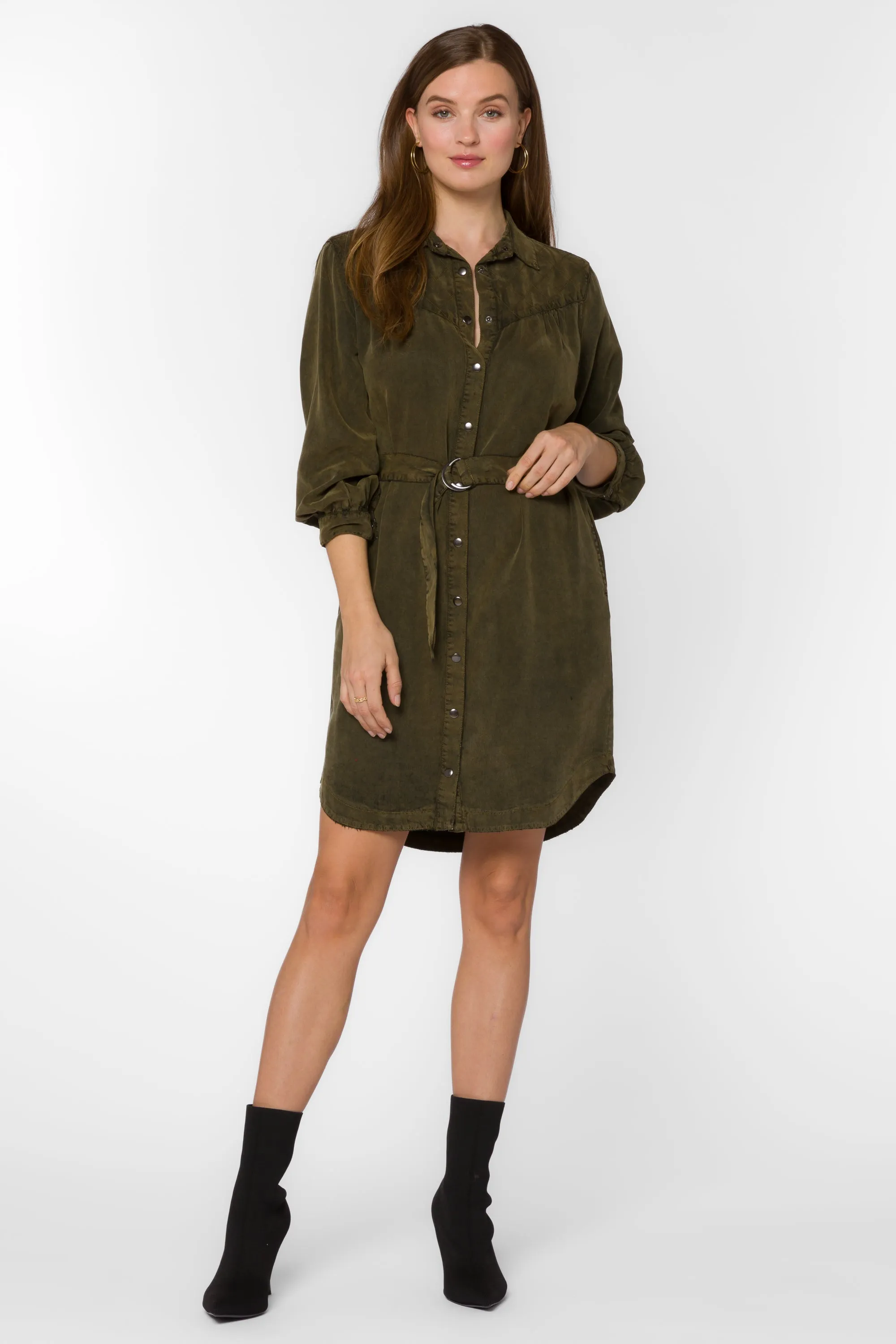 Dessa Army Green Shirtdress